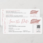 Save The Date Billet d'embarquement Mariage de croisière Pass Ro (Devant / Derrière)