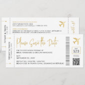 Save The Date Billet d'embarquement Mariage de destination Éléga (Devant / Derrière)