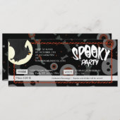 Save The Date Billet Éffrayant d'Halloween noir et gris (Devant / Derrière)