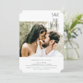 Save The Date Billet simple Sage Photo Couple Enregistrer la dat (Debout devant)