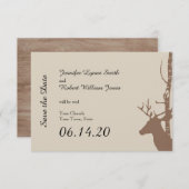 Save The Date Birch Trees rustiques et mariage des cerfs Sauvez  (Devant / Derrière)