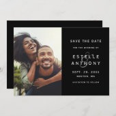 Save The Date Black | Ampersand Wedding Enregistrer la date Cart (Devant / Derrière)