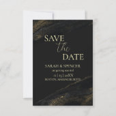 Save The Date Black and Sparkly Gold Enregistrer la date (Devant)
