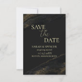 Save The Date Black and Sparkly Gold Enregistrer la date (Devant)