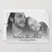 Save The Date Black And White Elegant Photo Moderne Enregistrer (Devant)