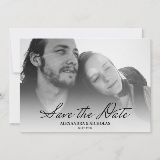 Save The Date Black And White Elegant Photo Moderne Enregistrer (Devant)