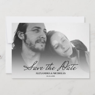 Save The Date Black And White Elegant Photo Moderne Enregistrer