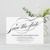 Save The Date Black and White Flourish Swirl Enregistrer la date (Debout devant)