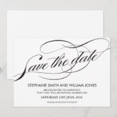Save The Date Black and White Flourish Swirl Enregistrer la date (Devant / Derrière)