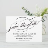 Save The Date Black and White Flourish Swirl Enregistrer la date (Debout devant)