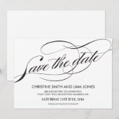 Save The Date Black and White Flourish Swirl Enregistrer la date (Devant / Derrière)
