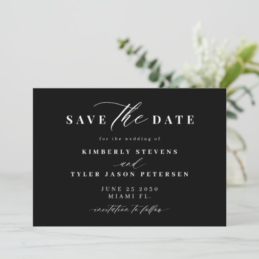 Save The Date Black and white QR code simple elegant wedding (Debout devant)