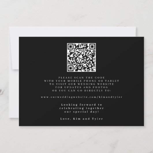 Save The Date Black and white QR code simple elegant wedding (Dos)