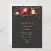 Save The Date Black Barboard String Lights Roses bordeaux (Devant)