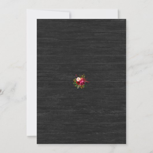 Save The Date Black Barboard String Lights Roses bordeaux (Dos)