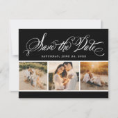 Save The Date Black Calligraphy Script Mariage Photo Collage (Devant)