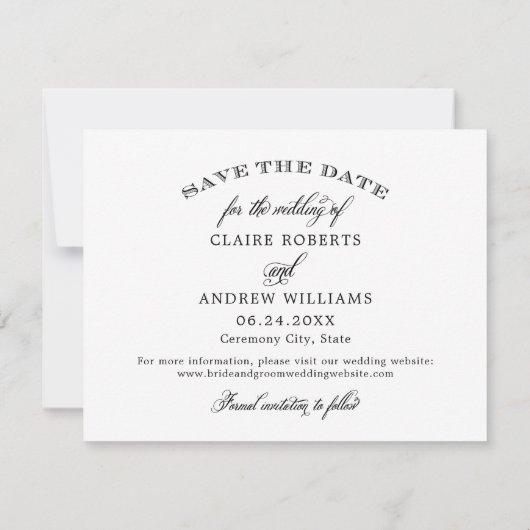 Save The Date Black Calligraphy Script Mariage Photo Collage (Dos)