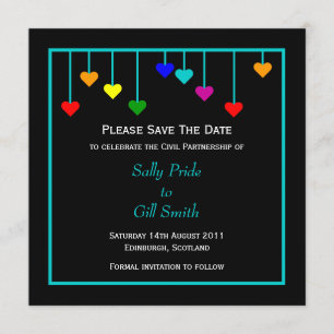 Save The Date Black Civil Partnership Heart Enregistrer la date
