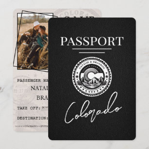 Save The Date Black Colorado Passeport Enregistrer La Date