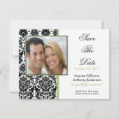 Save The Date Black Damask Photo Enregistrer La Date Annonce (Devant)