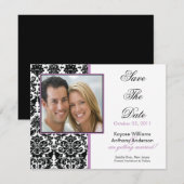Save The Date Black Damask Photo Enregistrer La Date Annonce (Devant / Derrière)