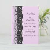 Save The Date Black French Lace Enregistrer la date (Debout devant)