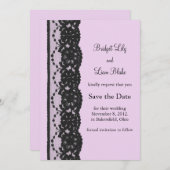 Save The Date Black French Lace Enregistrer la date (Devant / Derrière)