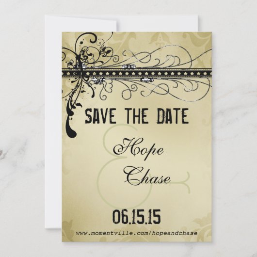 Save The Date Black Funky Elegant Swirls Wedding Enregistrer la (Devant)