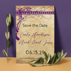 Save The Date Black Funky Elegant Swirls Wedding Enregistrer la