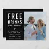 Save The Date Black Funny Boissons libres Photo Qr Code Mariage (Devant / Derrière)