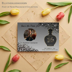 Save The Date Black Glitter Paris Studio de Parfum Sweet 16