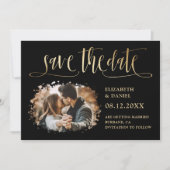 Save The Date Black Gold Calligraphy Mariage 2 Splatter Photo (Devant)