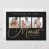 Save The Date Black Gold Exquisite Wedding Christmas 3 Photos (Devant)