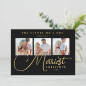 Save The Date Black Gold Exquisite Wedding Christmas 3 Photos (Debout devant)