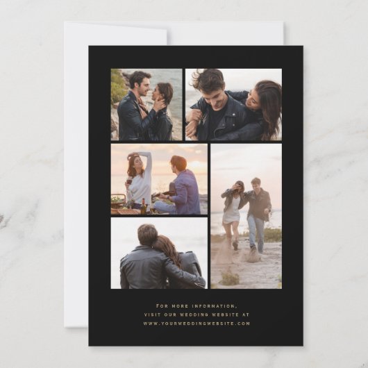 Save The Date Black Gold Parties scintillant 5-Photo Enregistrer (Dos)