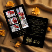 Save The Date Black & Gold Sophisticated 4 Multi-Photos Collage
