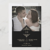 Save The Date Black Golden Chic Lace Romantic Couple Wedding (Devant)