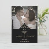 Save The Date Black Golden Chic Lace Romantic Couple Wedding (Debout devant)