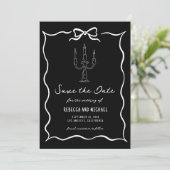 Save The Date Black Hand Drawn White Bow Photo Wedding (Debout devant)
