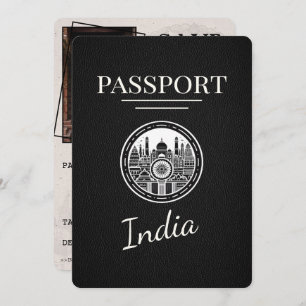 Save The Date Black India Passport Enregistrer La Date