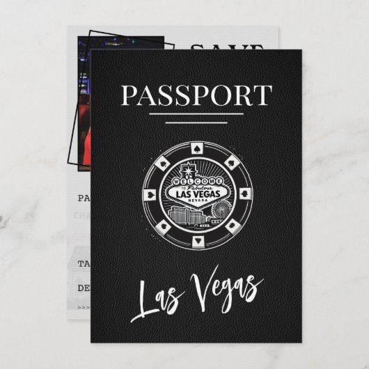 Save The Date Black Las Vegas Passport Enregistrer La Date (Devant / Derrière)