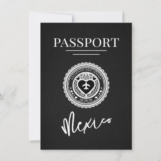 Save The Date Black Mexico Passport Enregistrer La Date (Devant)