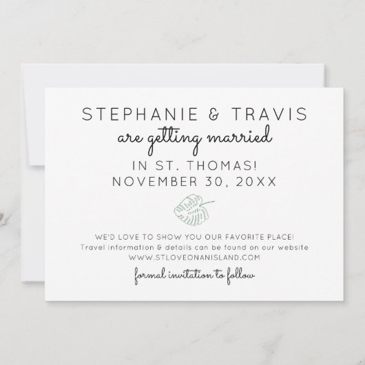 Save The Date Black Mod Monstera Dark Moody Mariage tropical (Dos)