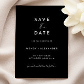 Save The Date Black Modern Script Enregistrer La Date