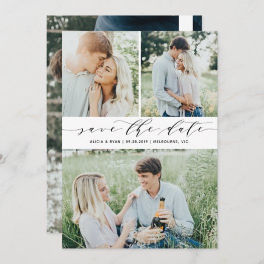 Save The Date Black multiple photos enregistrer la date (Devant / Derrière)