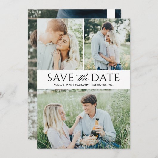 Save The Date Black multiple photos enregistrer la date (Devant / Derrière)