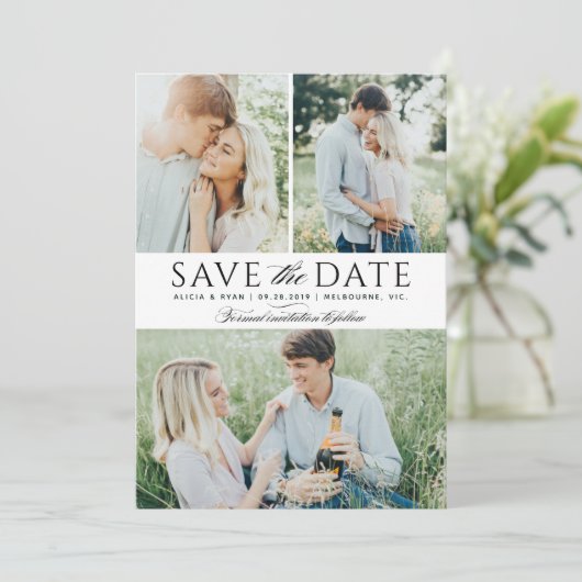 Save The Date Black multiple photos enregistrer la date (Debout devant)