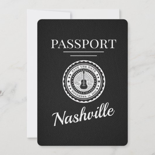 Save The Date Black Nashville Passport Enregistrer La Date (Devant)