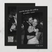 Save The Date Black Photo Minimalist Modern Wedding Dark Script (Devant / Derrière)
