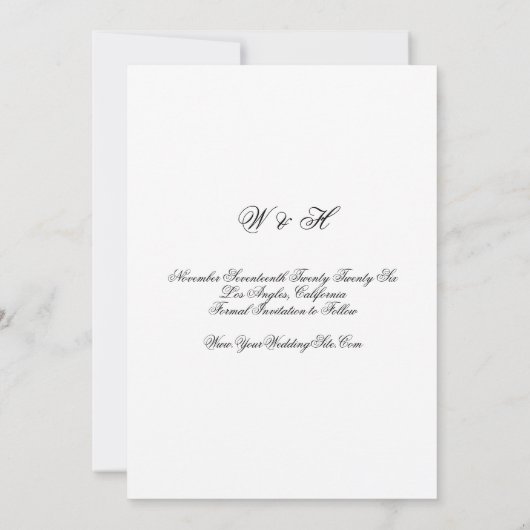 Save The Date Black Premium Script Classic Photo Black Frame (Dos)